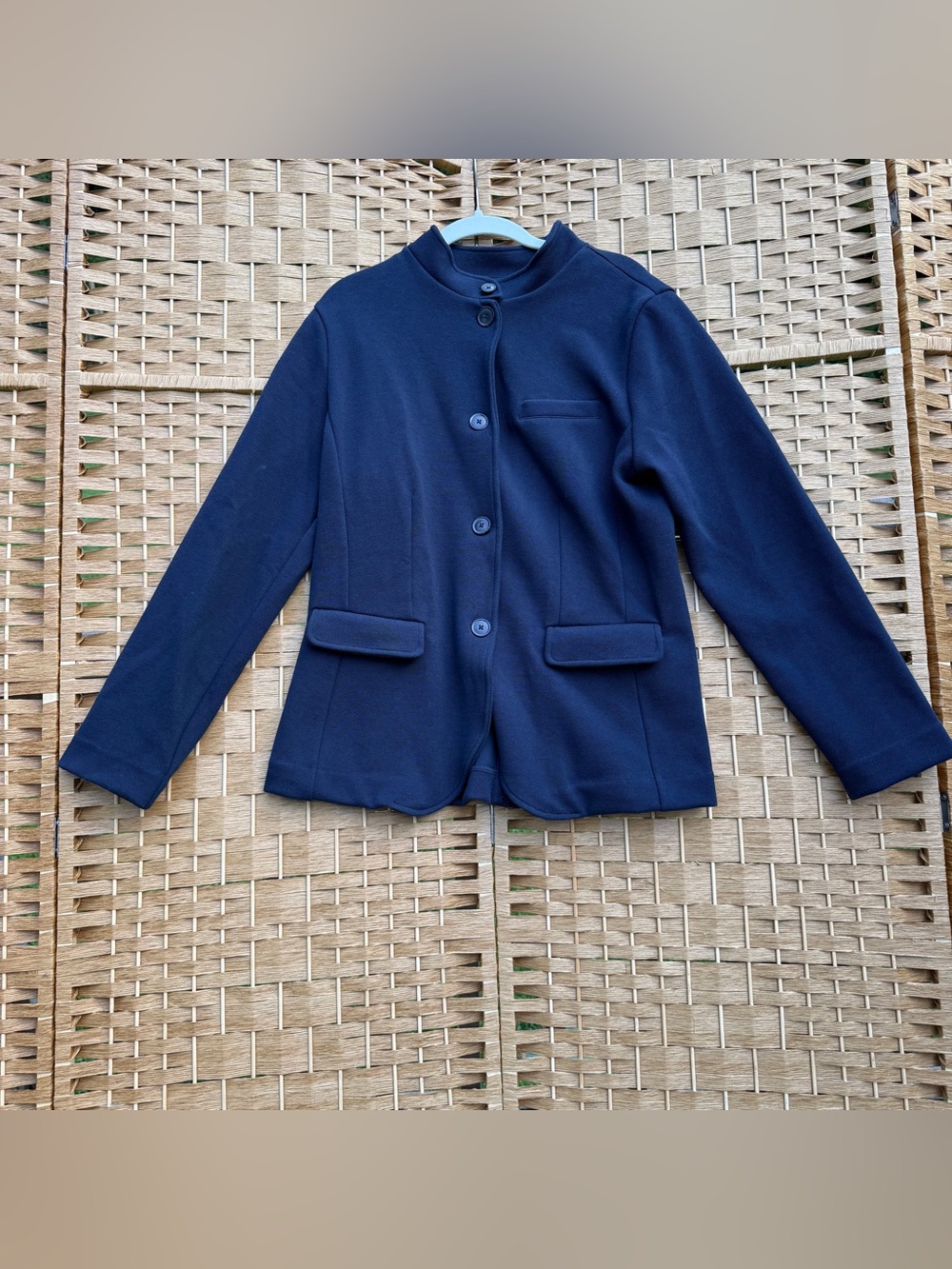 Banana Republic Navy Collarless Button Blazer Women’s Size Large NWT